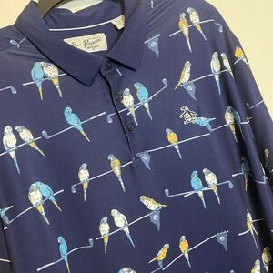 Original Penguin Parrots On Golf Clubs Mens Short Sleeve Polo Shirt XXL Tropical
